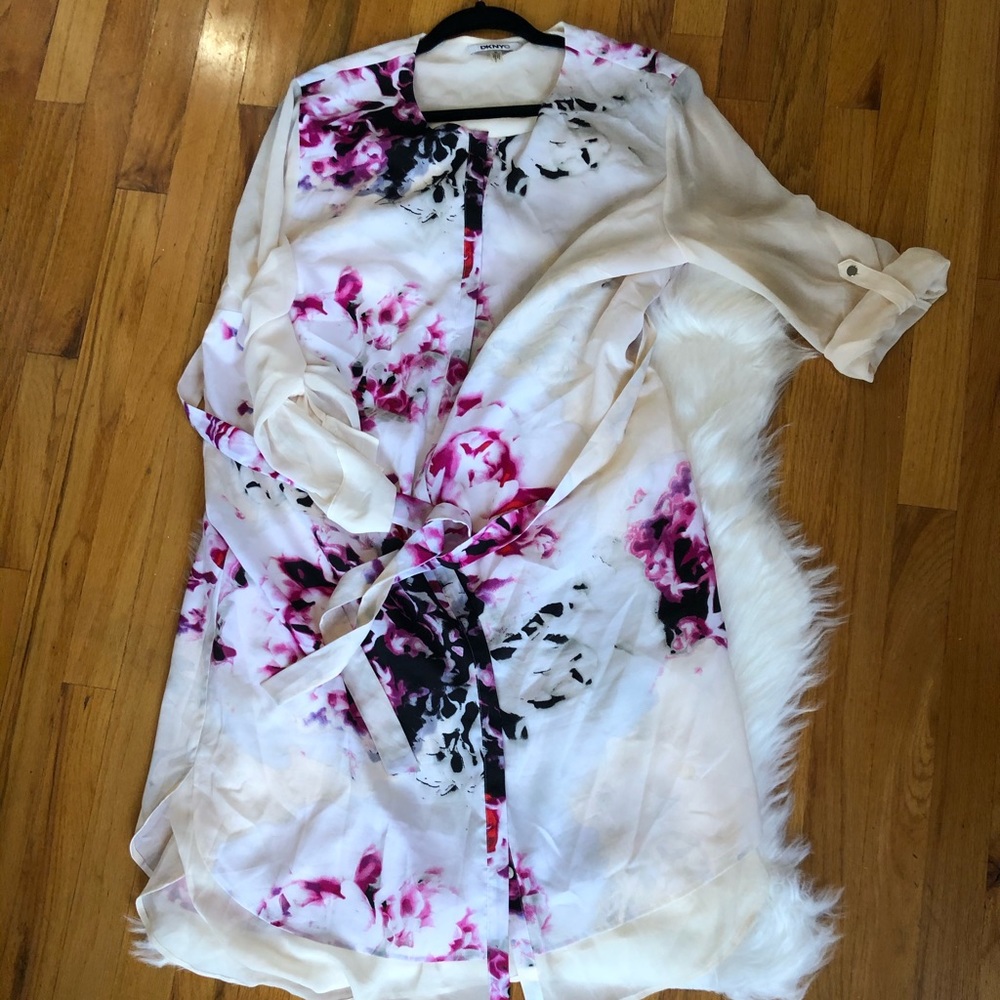 DKNYC button down floral shirt dress
